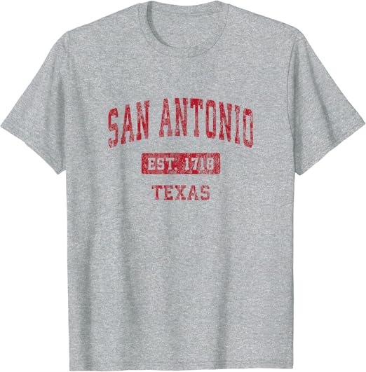 San Antonio Texas TX Vintage Sports Design Red Design TShirt Clothing